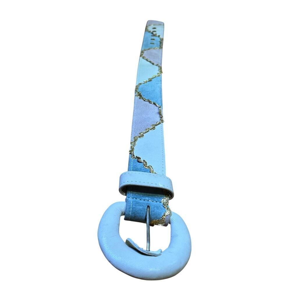Vintage Pastel Patchwork Suede & Leather Belt - Picture 3 of 6